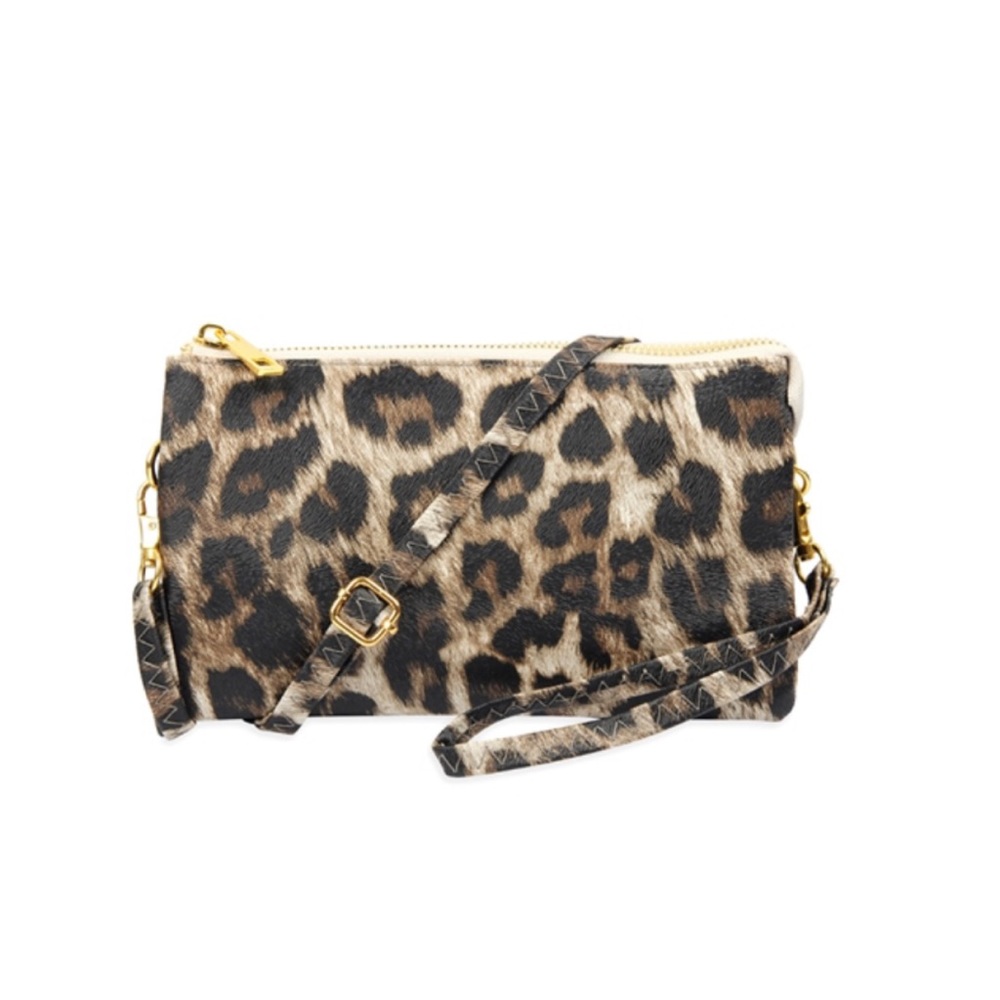 Leopard Ivory Crossbody Wristlet Bag